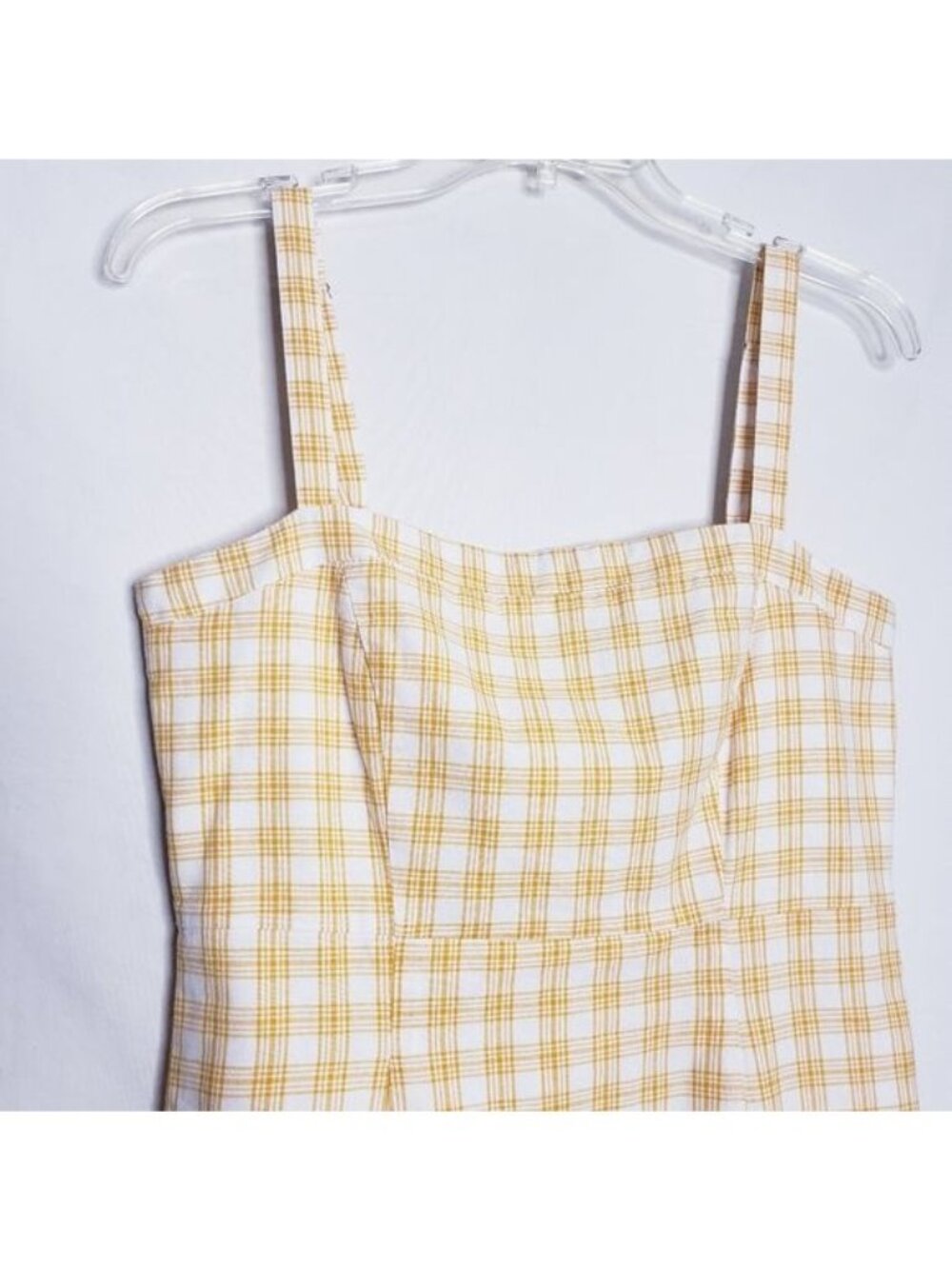 Forever 21 Yellow & White Plaid Sleeveless Mini Sun Dress Women's Size Medium - Picture 3 of 10